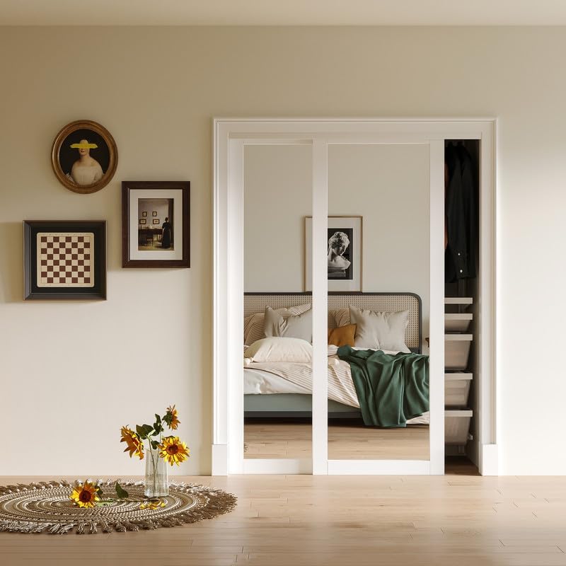 60 x 80 inch Mirrored Sliding Closet Doors for Bedrooms